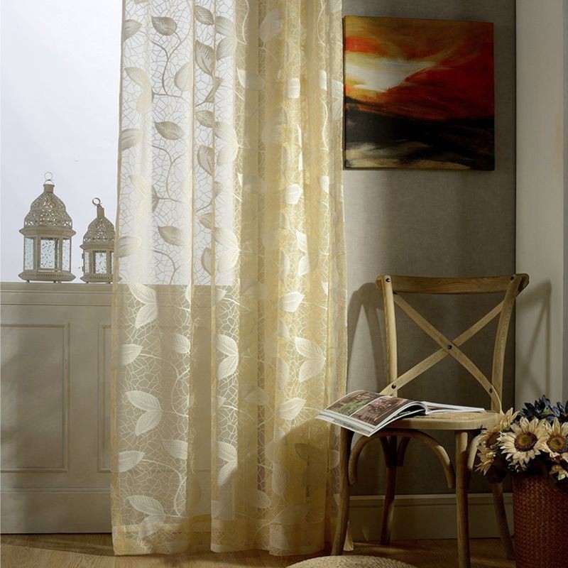 Leaf Tulle Curtain Made to Measure Curtain Modern Window Voile Gauze Curtains For Living Room Bedroom