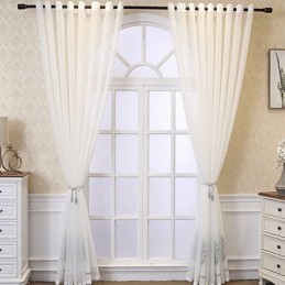 Decorative Window Screens Leaf Embroidered Tulle Curtains For Bedroom