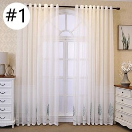 Decorative Window Screens Leaf Embroidered Tulle Curtains For Bedroom