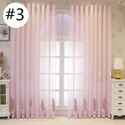Decorative Window Screens Leaf Embroidered Tulle Curtains For Bedroom