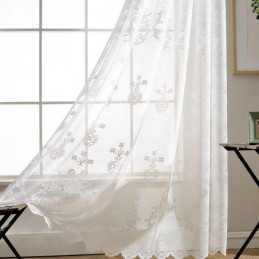 Embroidered Floral Tulle Screen Curtain Made to Measure Curtain Luxury Sheer Voile Blind Drapes