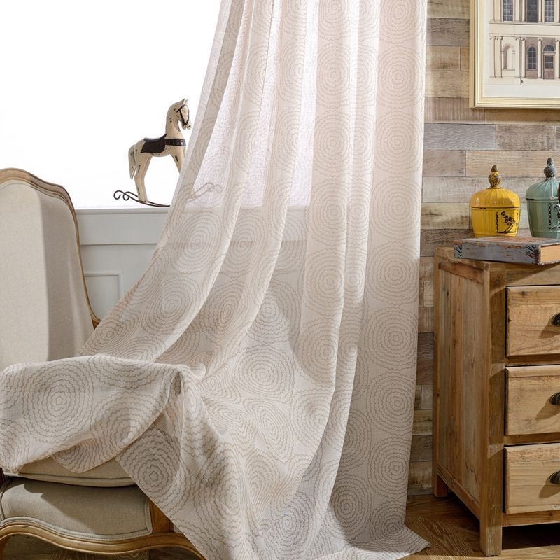 Circle Printed Sheer Curtains For Living Room Bedroom