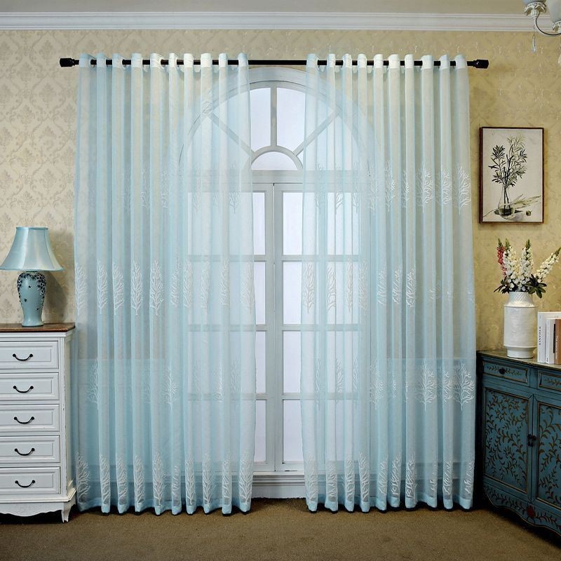 Decorative Window Screen Plant Printed Embroied Sheer Curtain Made to Measure Curtain For Living Room