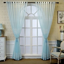 Decorative Window Screen Plant Printed Embroied Sheer Curtain Made to Measure Curtain For Living Room