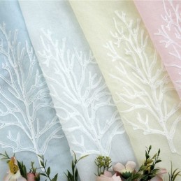 Decorative Window Screen Plant Printed Embroied Sheer Curtain Made to Measure Curtain For Living Room