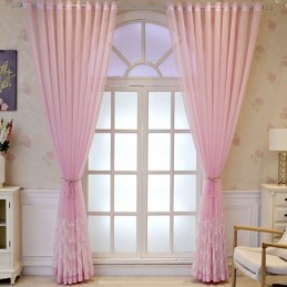 Luxury Window Sheer Fan Embroidered Screen High Grade Tulle Made to Measure Curtain