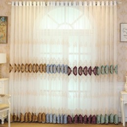 European Curtain Made to Measure Curtain Sheer Embroidered Window Screen For Living Room Bedroom