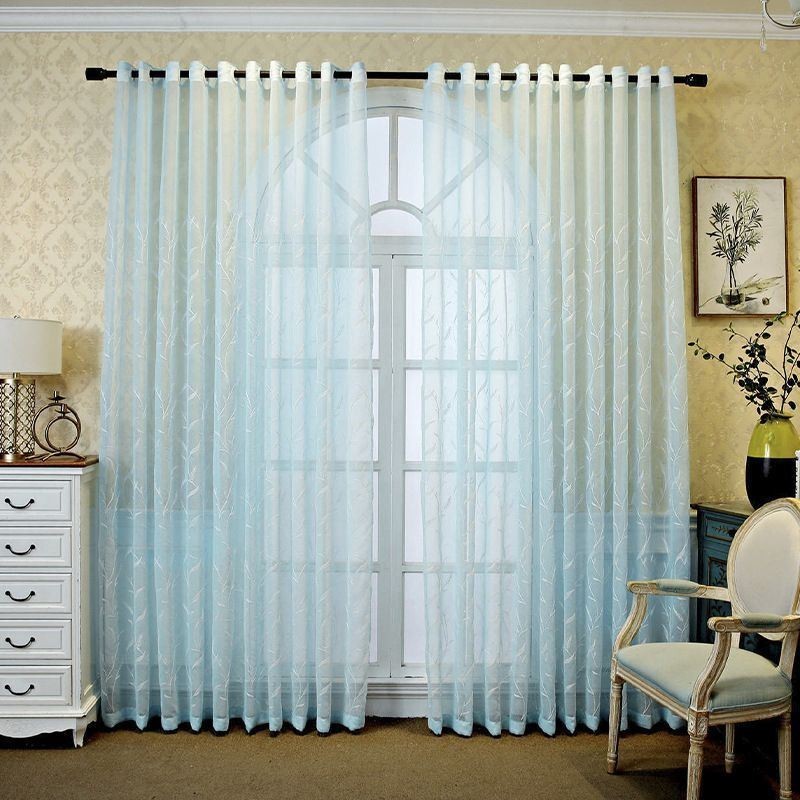Decorative Window Screens Plant Embroidered Tulle Curtains For Bedroom