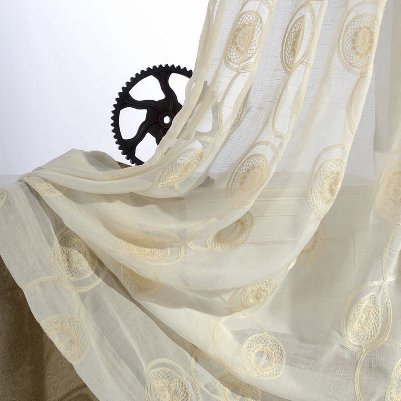 Circle Embroidery Sheer Curtains For Living Room Bedroom
