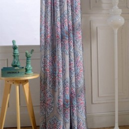 Printed Flower Window Curtains Tulle Sheer For Living Room