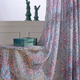 Printed Flower Window Curtains Tulle Sheer For Living Room
