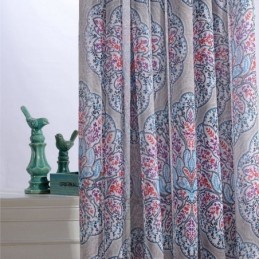 Printed Flower Window Curtains Tulle Sheer For Living Room