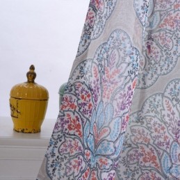 Printed Flower Window Curtains Tulle Sheer For Living Room