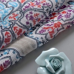 Printed Flower Window Curtains Tulle Sheer For Living Room