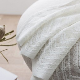 Modern Geometric Wave Pattern Window Screen Balcony Embroidered White Curtain Made to Measure Curtain