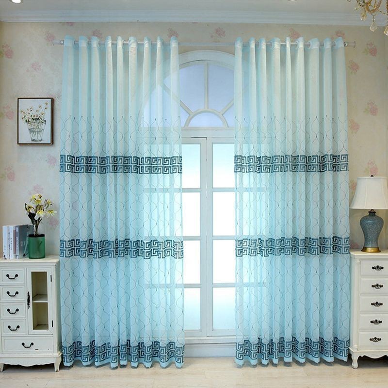 Luxury Window Sheer Gemetric Embroidered Screen High Grade Tulle Made to Measure Curtain