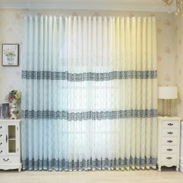 Luxury Window Sheer Gemetric Embroidered Screen High Grade Tulle Made to Measure Curtain