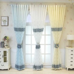 Luxury Window Sheer Gemetric Embroidered Screen High Grade Tulle Made to Measure Curtain