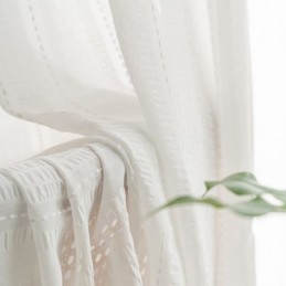 Modern Embroidered Sheer Voile Curtains Striped Tulle Curtain Made to Measure Curtain For Living Room