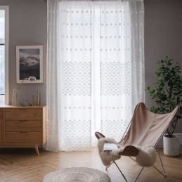 White Sheer Curtains Diamond Window For Living Room Bedroom