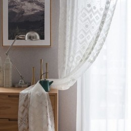 White Sheer Curtains Diamond Window For Living Room Bedroom