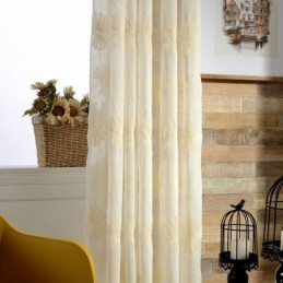 Luxury Embroidered Leaves Tulle Sheer Curtain Made to Measure Curtain For Living Room Bedroom