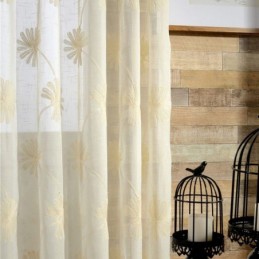 Luxury Embroidered Leaves Tulle Sheer Curtain Made to Measure Curtain For Living Room Bedroom