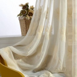Luxury Embroidered Leaves Tulle Sheer Curtain Made to Measure Curtain For Living Room Bedroom