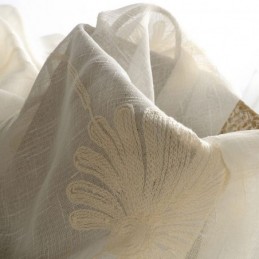 Luxury Embroidered Leaves Tulle Sheer Curtain Made to Measure Curtain For Living Room Bedroom