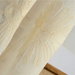 Luxury Embroidered Leaves Tulle Sheer Curtain Made to Measure Curtain For Living Room Bedroom