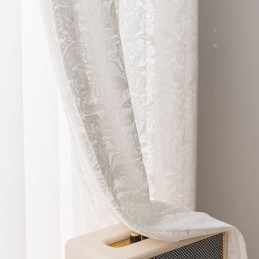 White Sheer Voile Curtains Embroidery Window Drapes For Bedroom