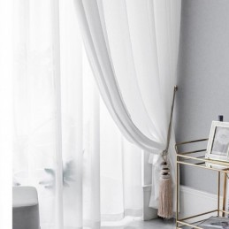 White Sheer Curtains Pleated Crinkled Window Panels