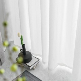 White Sheer Curtains Pleated Crinkled Window Panels