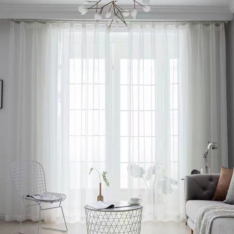 Modern White Tulle Curtain Made to Measure Curtain Feather Sheers For Living Room