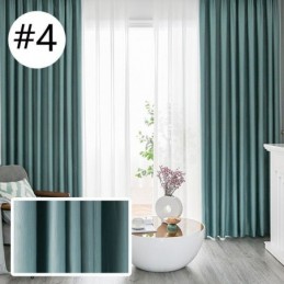 New Luxury Design Blackout Silk Cotton Curtains Solid Color Bedroom