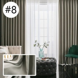 New Luxury Design Blackout Silk Cotton Curtains Solid Color Bedroom
