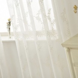 White Sheer Curtain Made to Measure Curtain Embroidery Tulle For Living Room Bedroom