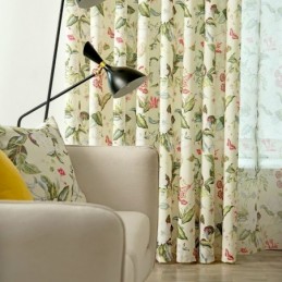 Cotton Linen Curtain Made to Measure Curtain American Style Plant Printed