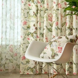 Cotton Linen Curtain Made to Measure Curtain American Style Plant Printed