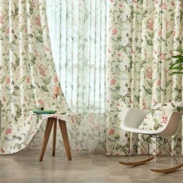 Cotton Linen Curtain Made to Measure Curtain American Style Plant Printed