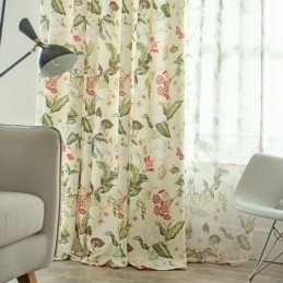 Cotton Linen Curtain Made to Measure Curtain American Style Plant Printed