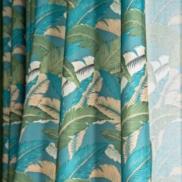 Cotton Linen Curtains American Style Banana Leaf Printed
