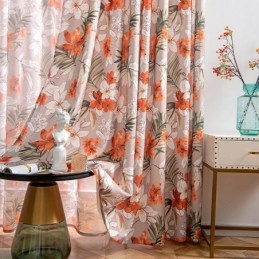Cotton Linen Curtain Made to Measure Curtain American Style Flower Printed