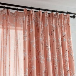 Curtain Made to Measure Curtain American Style Plant Printed Semi Blackout