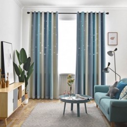 Blackout Curtain Made to Measure Curtain Hollow Star With Sheer Bedroom