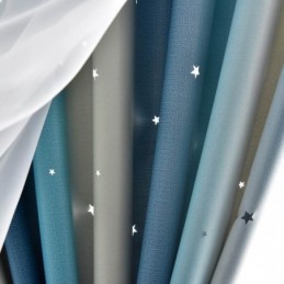 Blackout Curtain Made to Measure Curtain Hollow Star With Sheer Bedroom