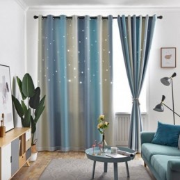 Blackout Curtain Made to Measure Curtain Hollow Star With Sheer Bedroom