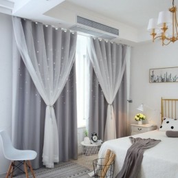 Fresh Max Blackout Curtain Made to Measure Curtain Hollow Star With Sheer Kids Room