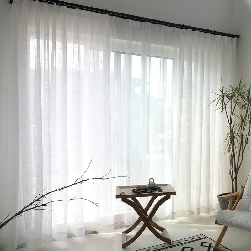 White Sheer Curtain Made to Measure Curtain Solid Color All match Voile Living Room Bedroom