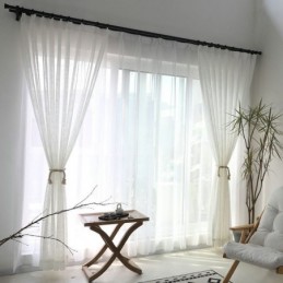 White Sheer Curtain Made to Measure Curtain Solid Color All match Voile Living Room Bedroom